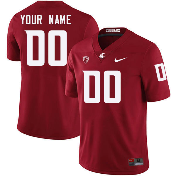 Custom Washington State Cougars Name And Number Football Jersey-Crimson